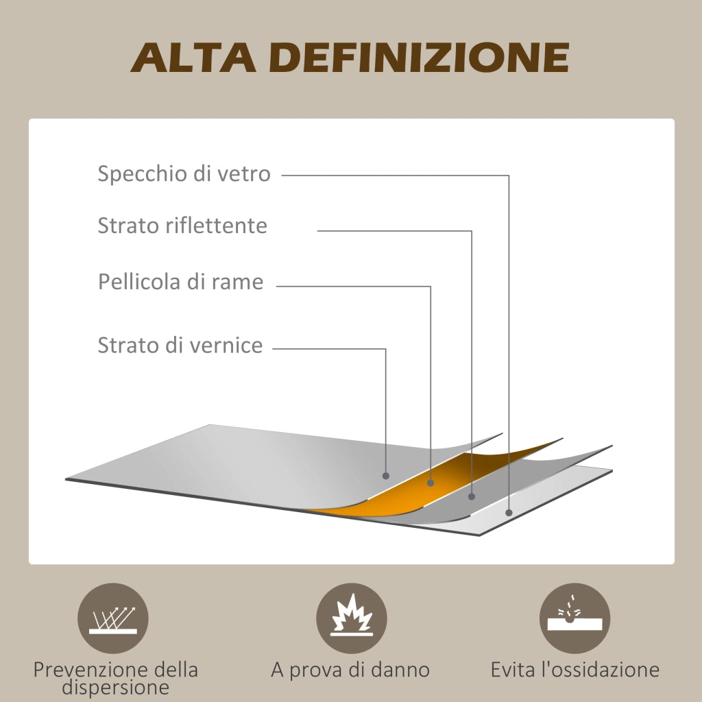Specchio ad Arco con Montaggio a Parete ¨C Minimal ¨C Vetro, Metallo, Nero, 62x110x2.5 cm