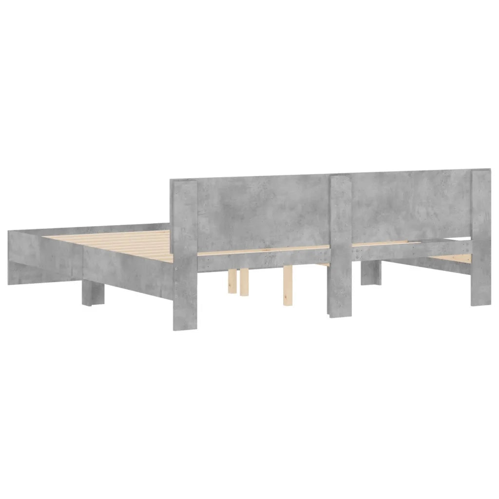 Giroletto con Testiera-Struttura Letto con testiera Grigio Cemento 160x200 cm