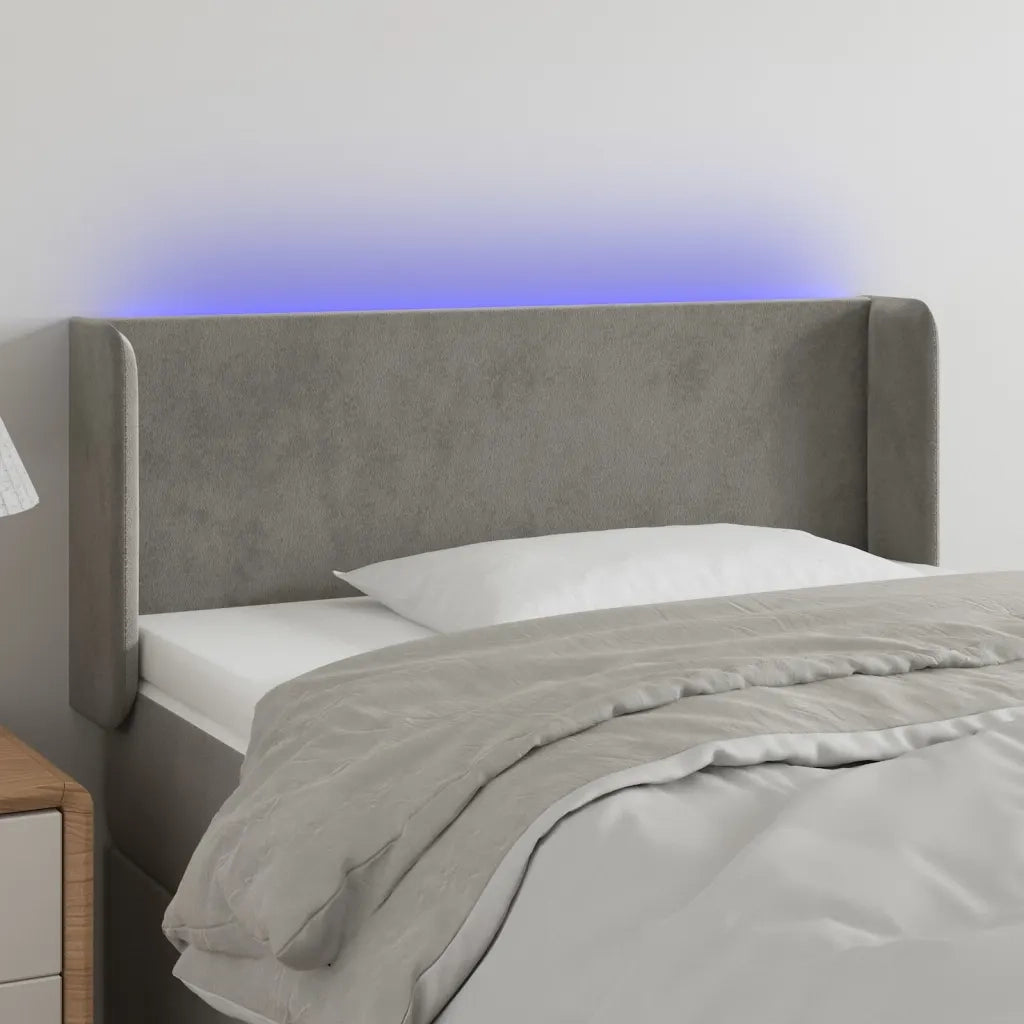 Testiera-Testata Decorativa Grigio Chiaro a LED 93x16x78/88 cm in Velluto 430763