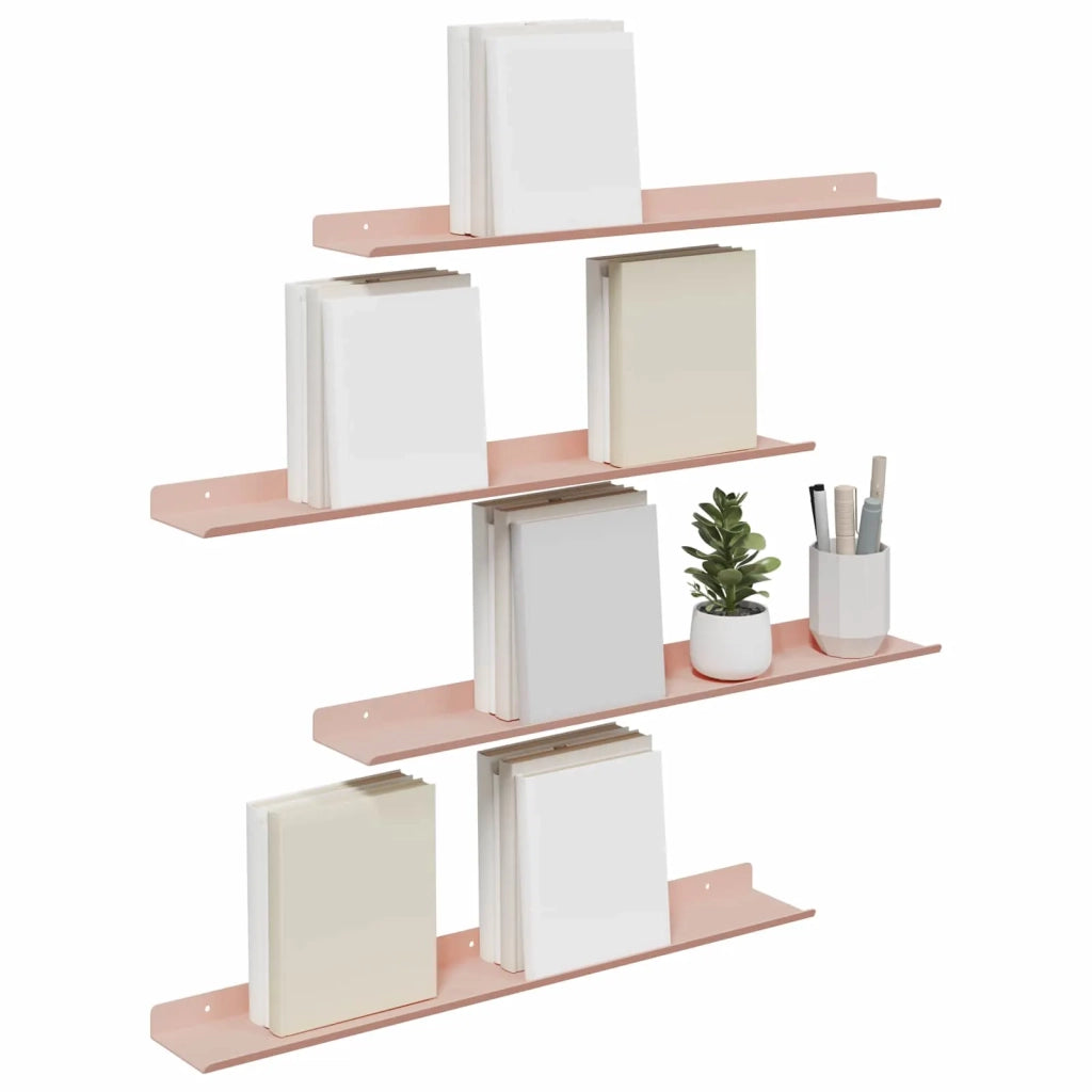 Mensola sospesa 4 pcs Rosa 60 x 8,5 x 2,5 cm Acciaio 8003963