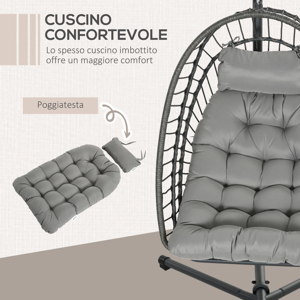 Poltrona Sospesa in Rattan ¨C Minimal ¨C Grigio