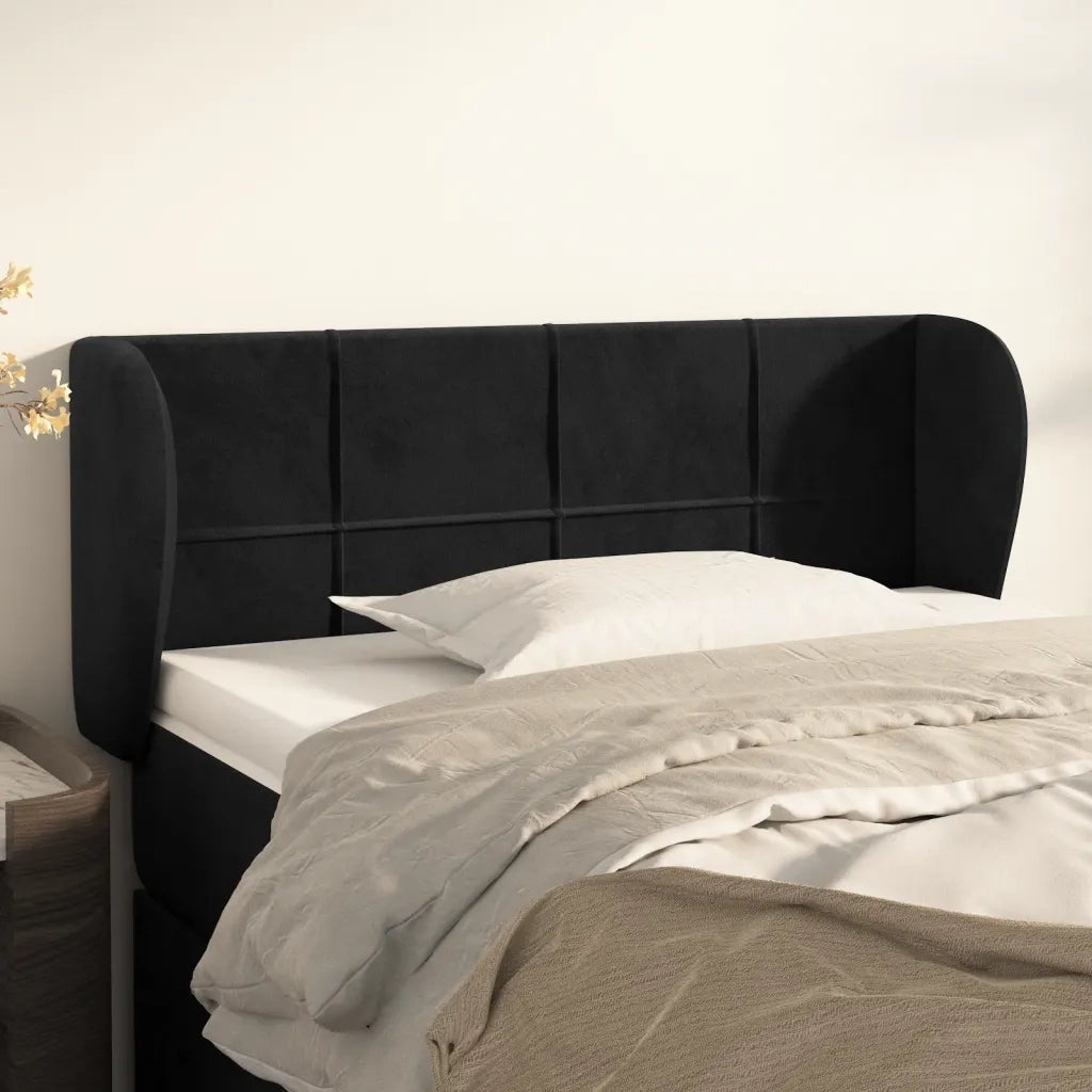Testiera ad Orecchio-Testata con Orecchie Nera 103x23x78/88 cm in Velluto 536609