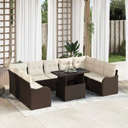Set Divano da Giardino 10 pcs Marrone Rattan in Polipropilene