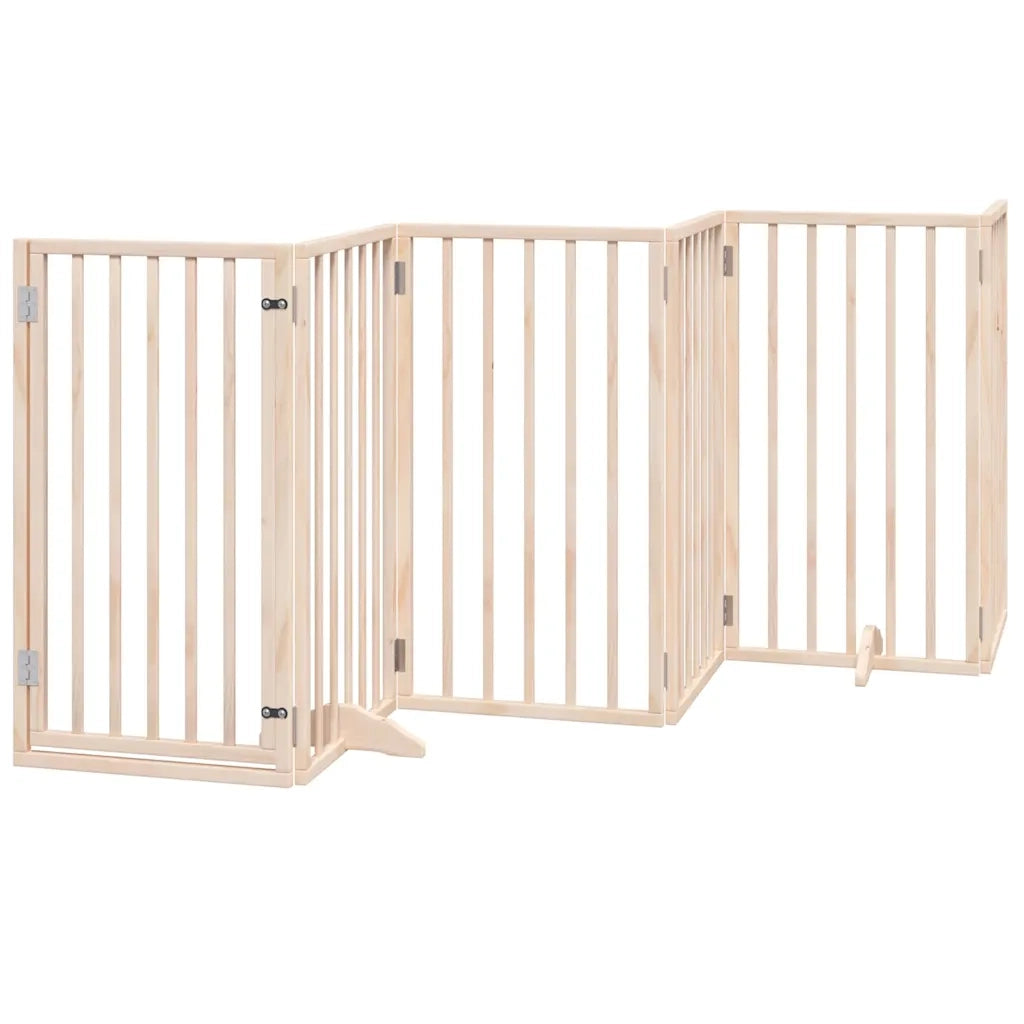 Cancello per Cani con Porta Pieghevole 9 Pannelli 450 cm Pioppo 3155532