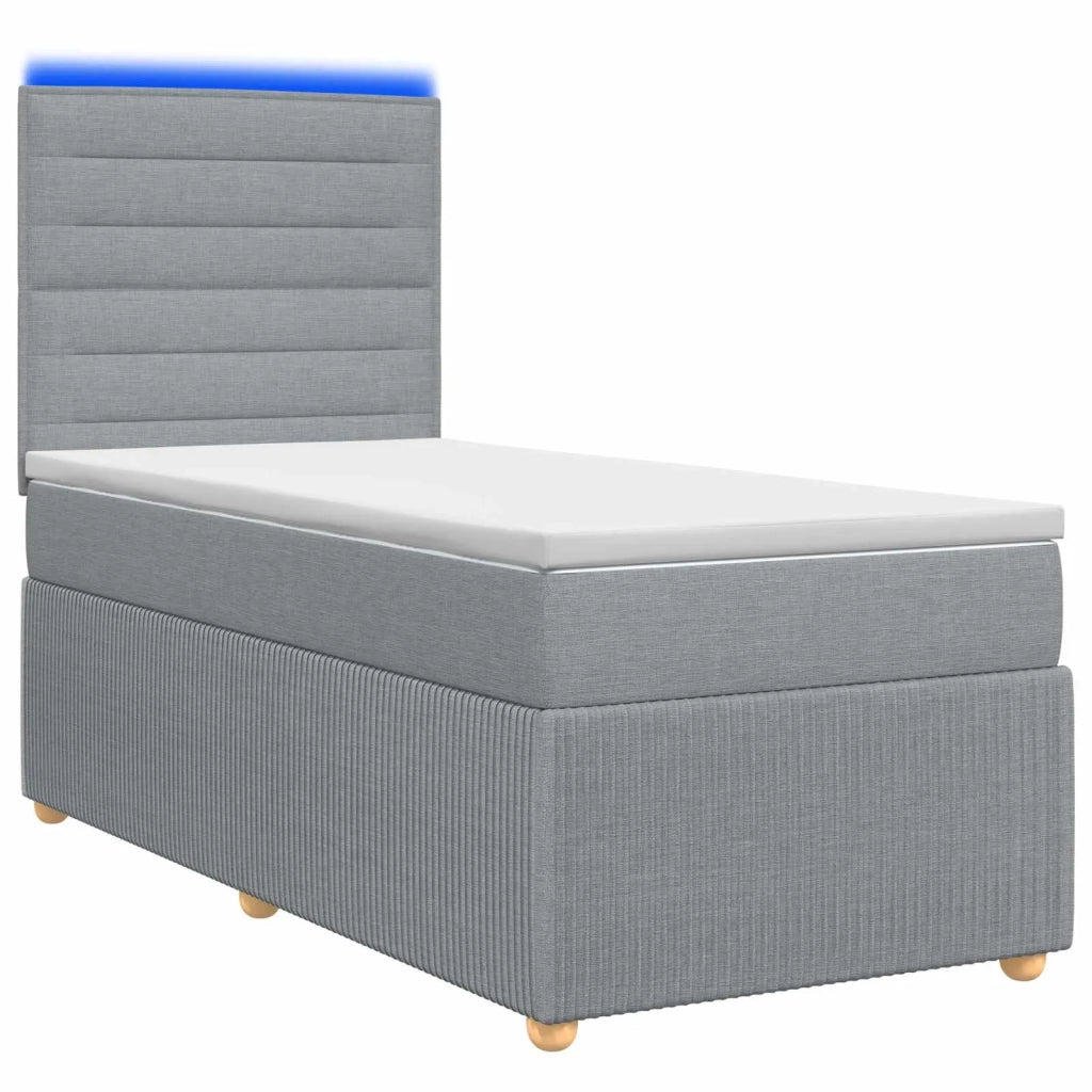 Letto Box Spring LED con Materasso Grigio Chiaro 80 x 200 cm 3455720