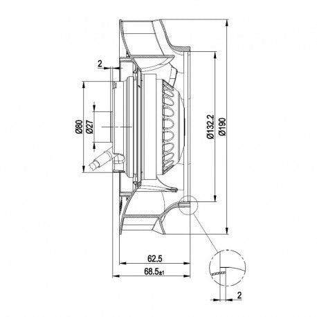 Ventilatore centrifugo R2E190-RA26-14