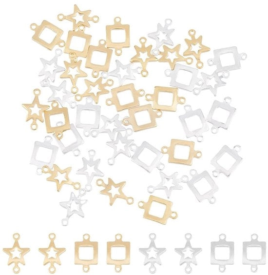 Set di 40 connettori e hangers in ottone per gioielli