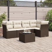 Set Divano da Giardino 6 pz con Cuscini Marrone in Polyrattan 3217613