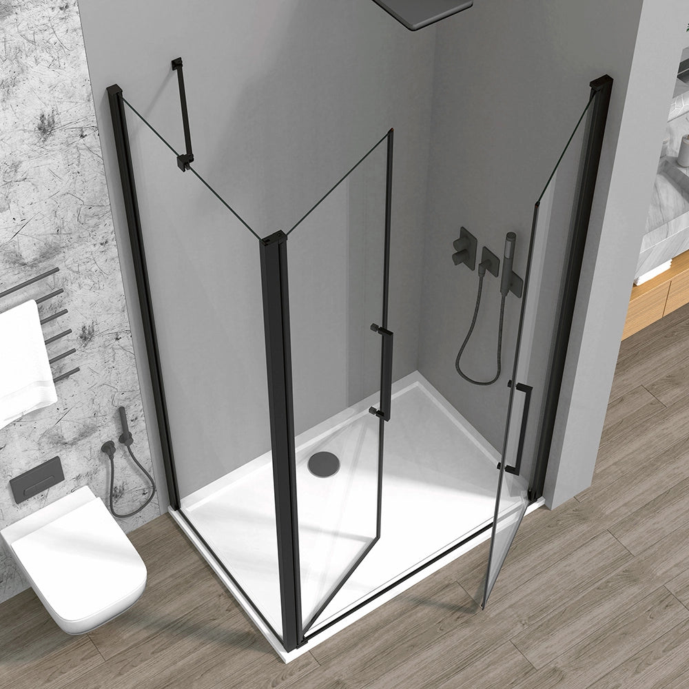 Braccio di supporto a snodo per parete doccia walk-in da 70-110cm in acciaio nero opaco