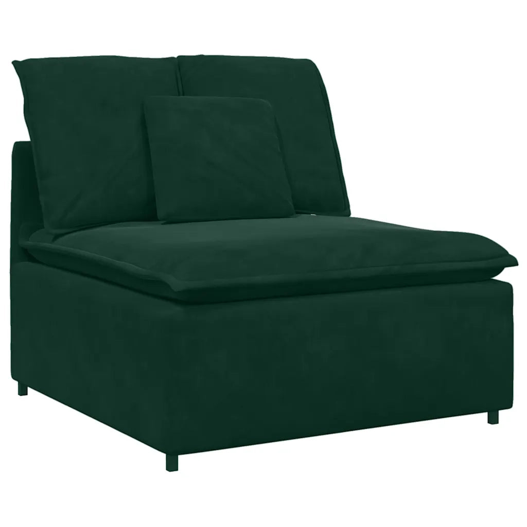 Divano Modulare con Poggiapiedi e Cuscini Velluto Verde Scuro 3321191