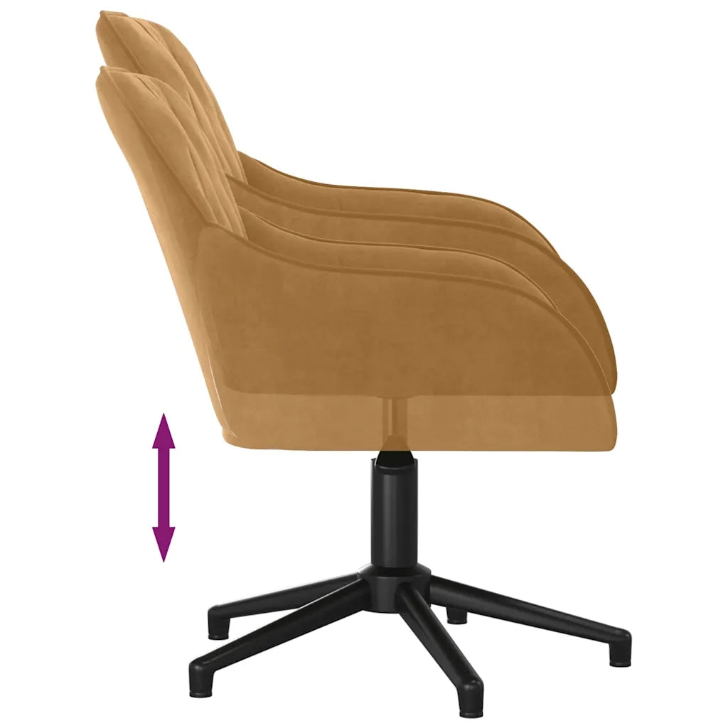 Sedia da Ufficio Girevole Marrone in Velluto 344864