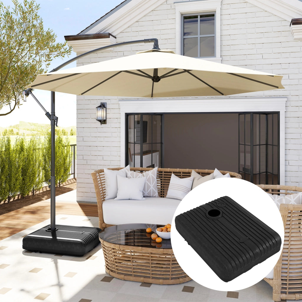 Base Ombrellone Riempibile con Acqua e Sabbia ¨C Minimal ¨C 80x60 cm, Nero