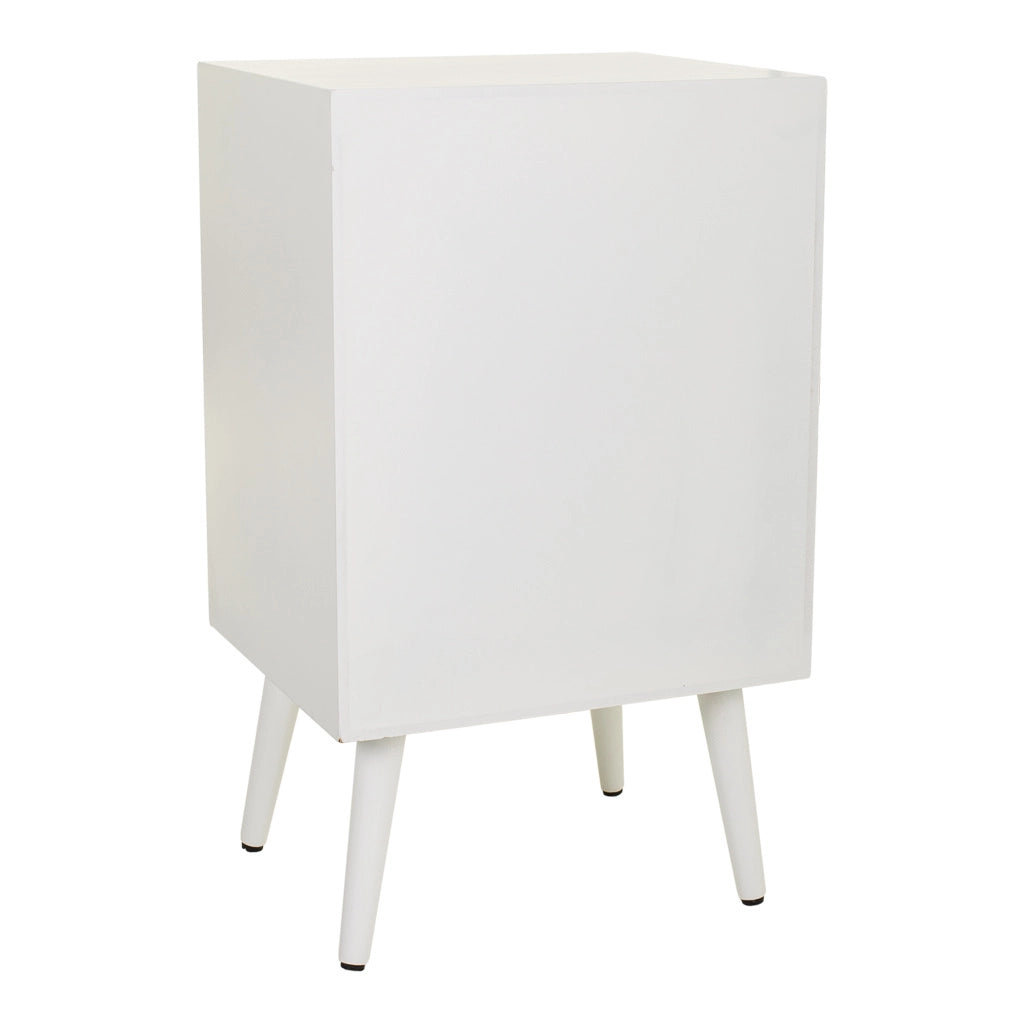 Comodino in legno e rete bianca 42x36,5x71