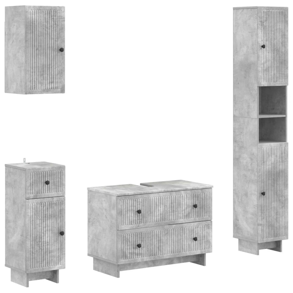 Set di Mobili da Bagno da 4 Pezzi EDE Grigio Cemento 3417903