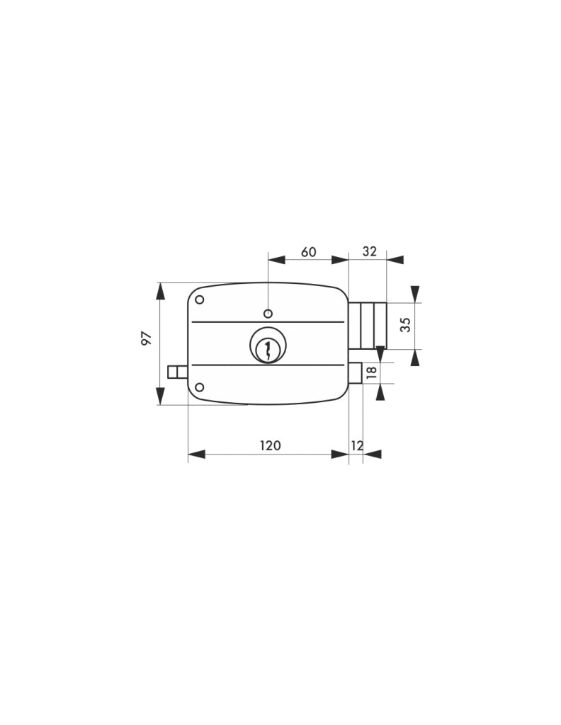 Serratura a doppio cilindro con tirante 120 x 97 mm, destra – THIRARD