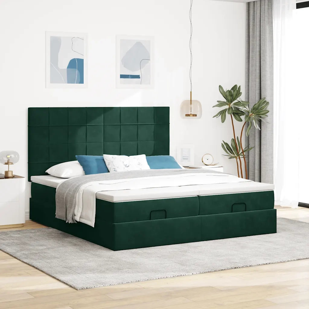 Struttura Letto Pouf con Materassi 180x200 cm Velluto 3313775