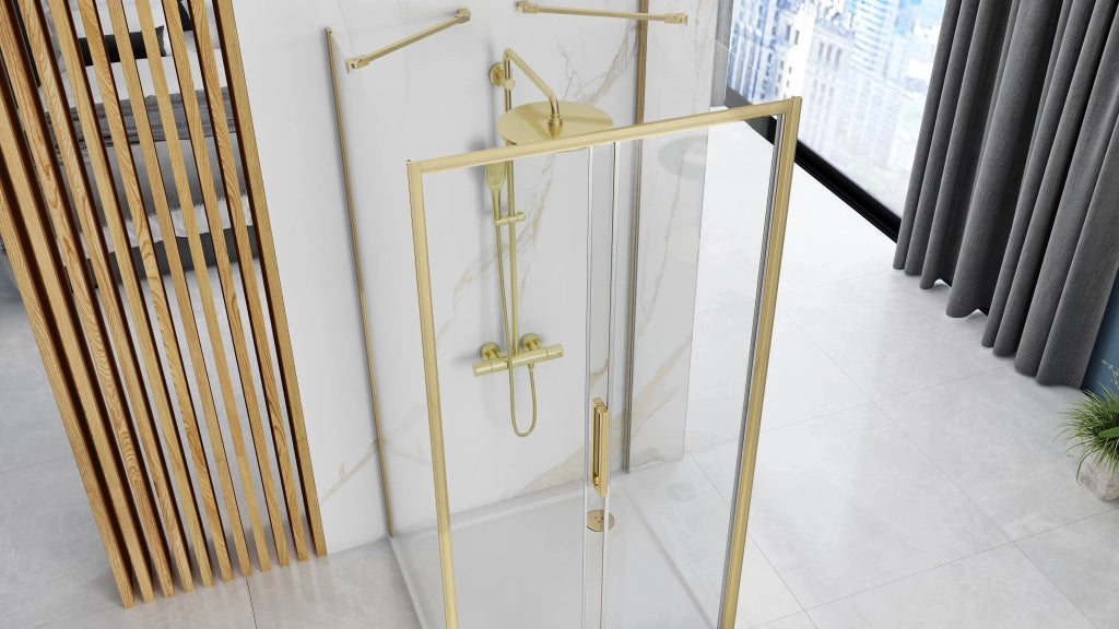 Cabina Doccia A Parete Rea Rapid Slide Brush Gold 110x100