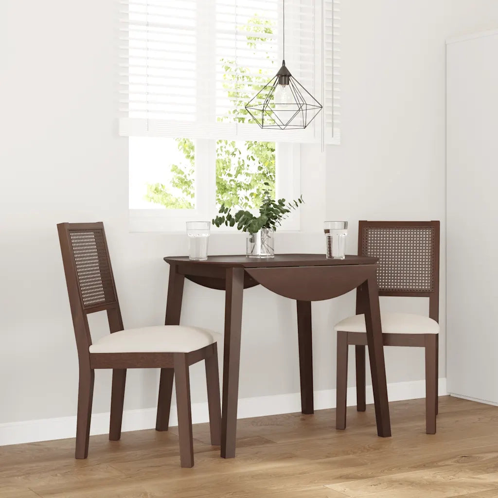 Sedie da Pranzo con Cuscini 2 pz | Sedie da cucina Marrone Legno Massello di Hevea