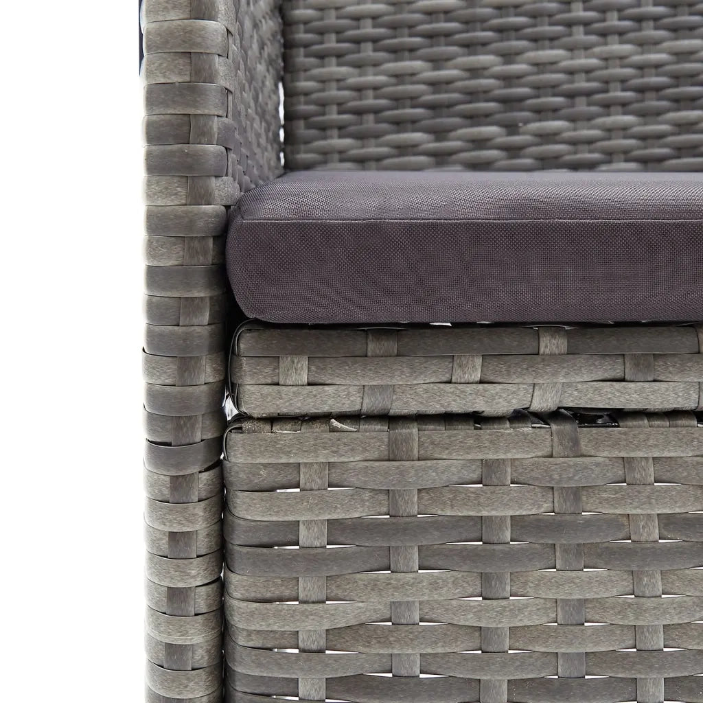 Set da Pranzo da Giardino 7 pz con Cuscini Grigio e Nero 3156645