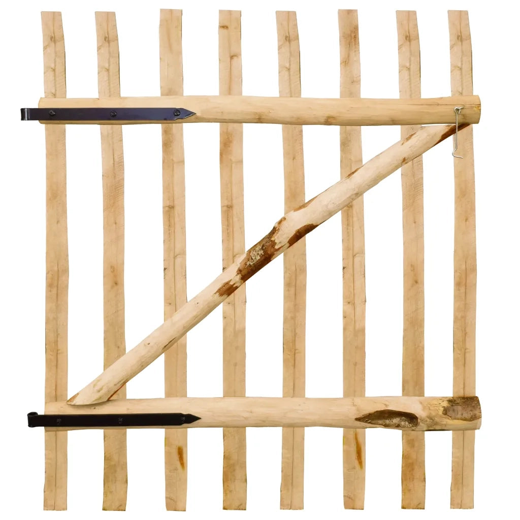 Cancello Singolo per Recinzione in Legno di Nocciolo 100x120 cm 142592