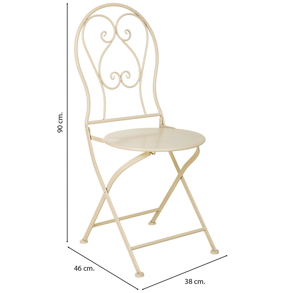 Sedia in ferro battuto beige 38x46x90h cm