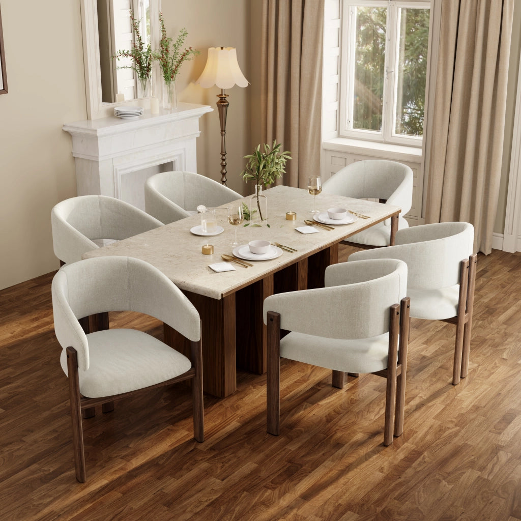 SEDIA da pranzo Set da 2 pezzi con braccioli 73,2x69,01x42,49 cm beige/walnut