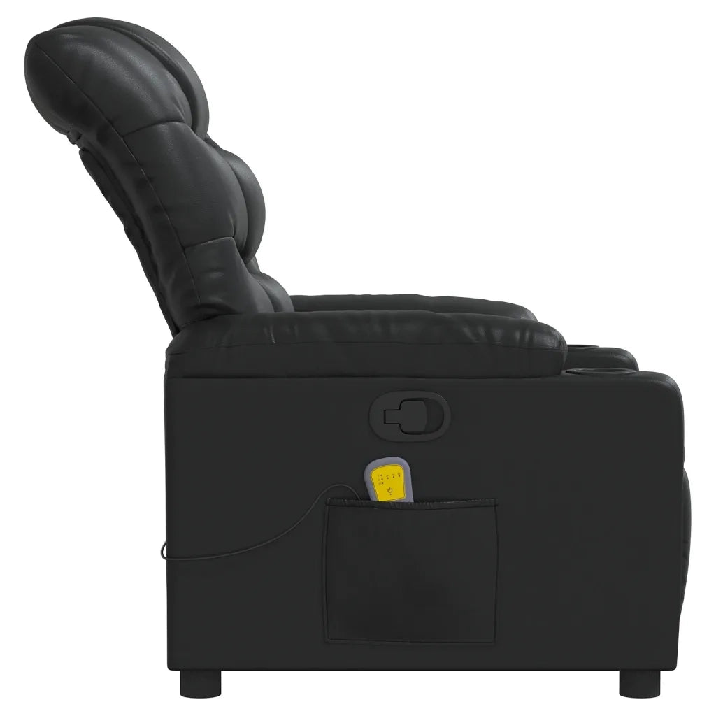Poltrona Massaggiante | Sedia Relax Reclinabile Nera in Similpelle