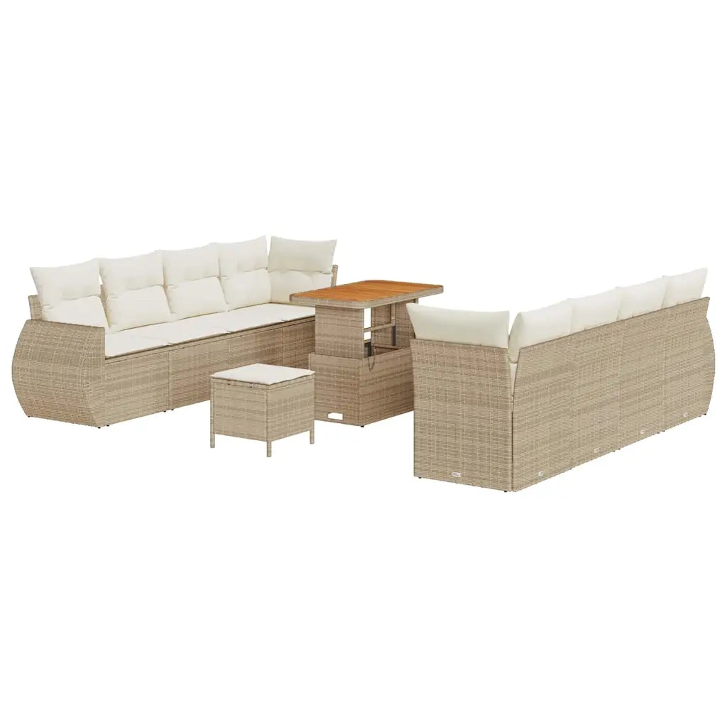 Set Divano da Giardino 11 pcs Beige Poly Rattan 3363801