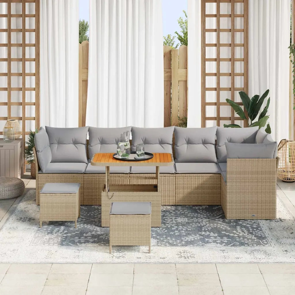 Set Divano da Giardino 8 pcs Beige polyrattan 3361507