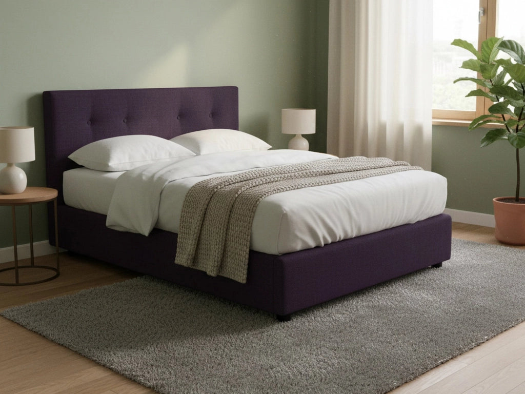 Oxford, Letto Matrimoniale Sfoderabile Made in Italy, Viola