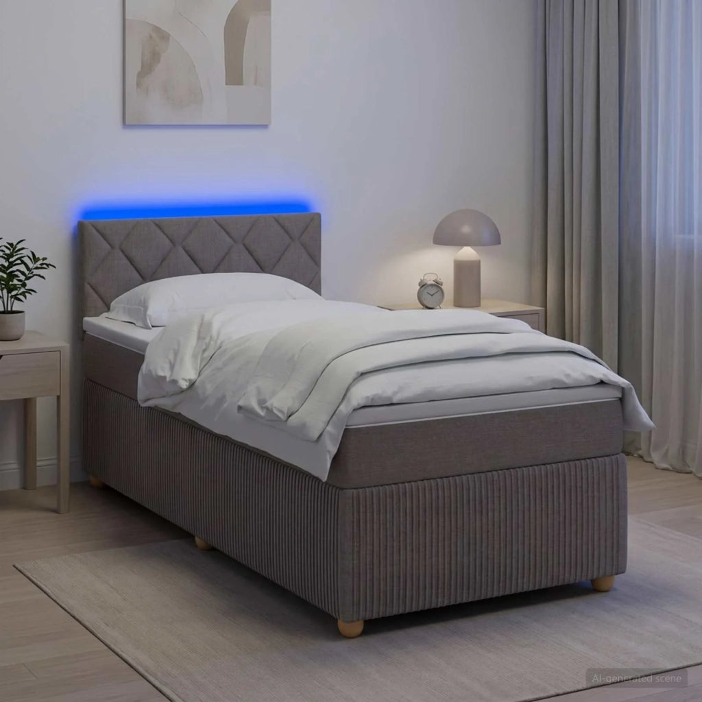 Letto box spring con materasso Tortora 90 x 190 cm Tessuto 3452831