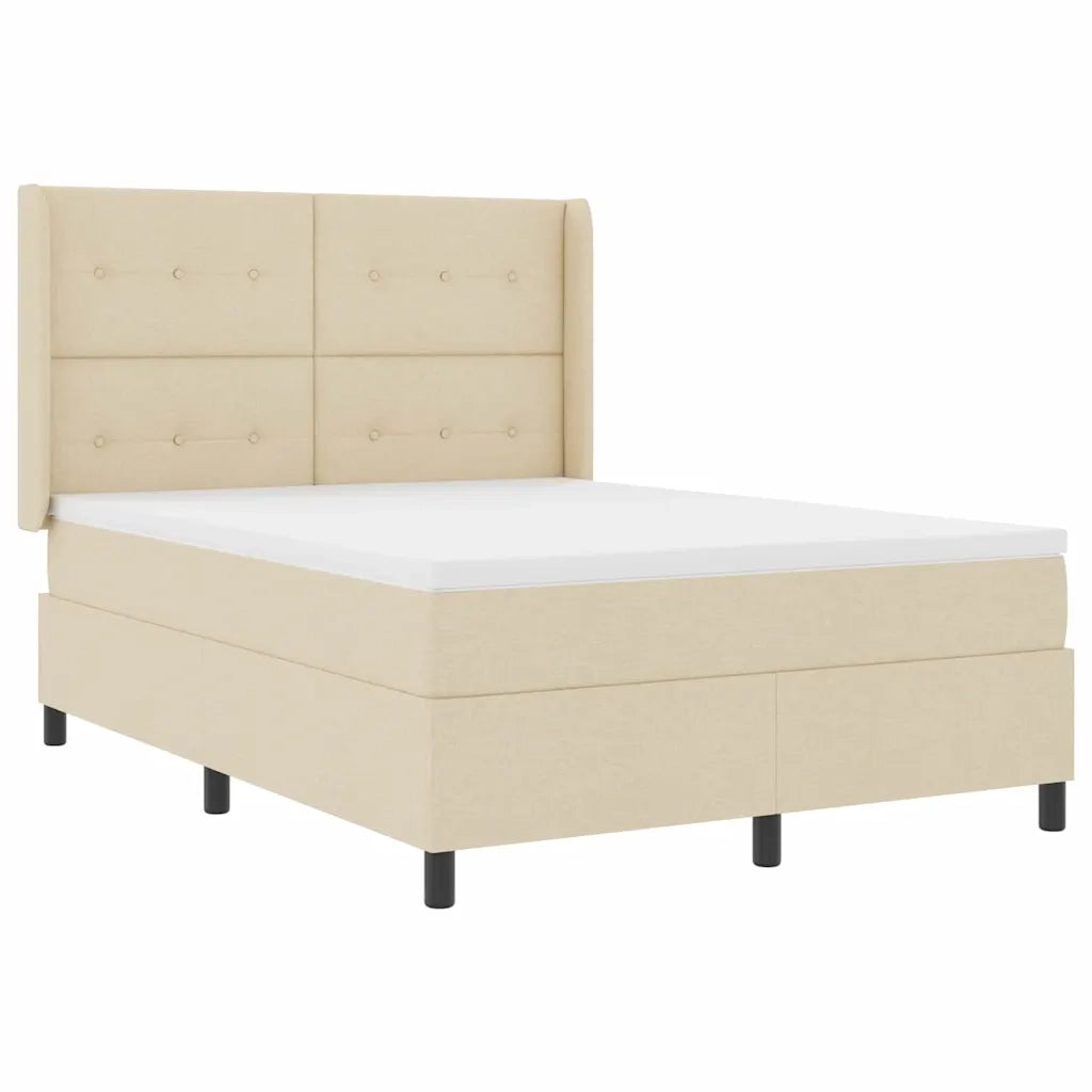 Letto a Sorgente LED con materasso Crema 140 x 190 cm Tessuto