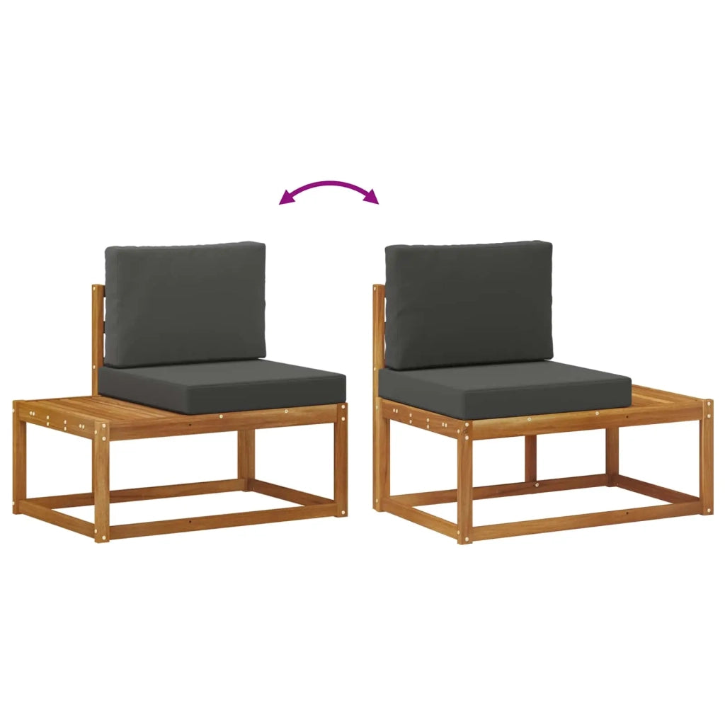 Set di divani da esterno-Sofa da giardino 5 Pezzo Naturale e Antracite