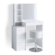 Vicco Tavolo da toeletta Bianco 80 cm con sgabello