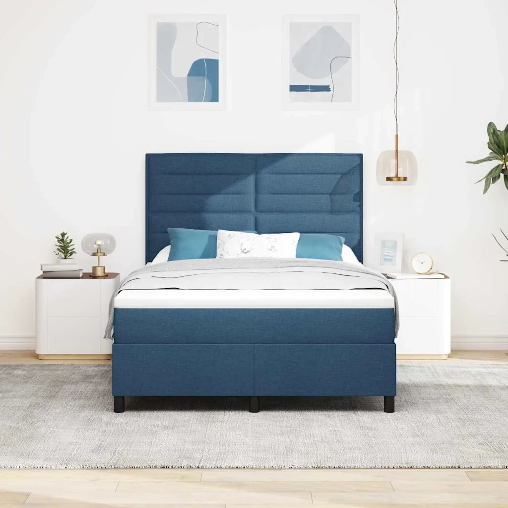 Letto a molle con materasso con led Blu 140 x 190 cm Tessuto