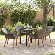 Set da Pranzo per Giardino con cuscino 5 pcs Grigio polyrattan