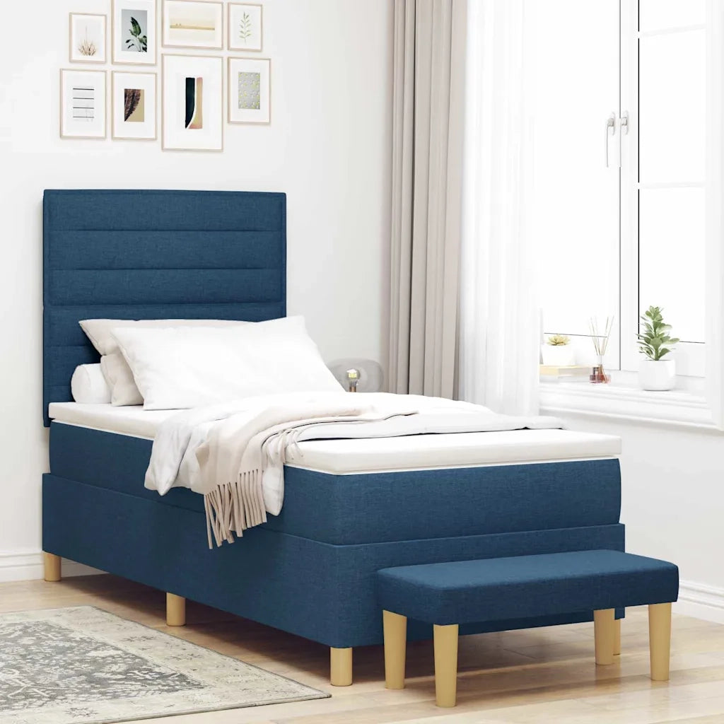 Letto a molle con materasso Blu 90 x 200 cm Tessuto