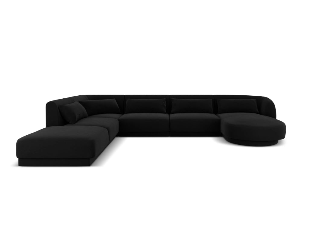 Cosmopolitan Design - Divano panoramico sinistro "Tulum" 6 posti in velluto nero 