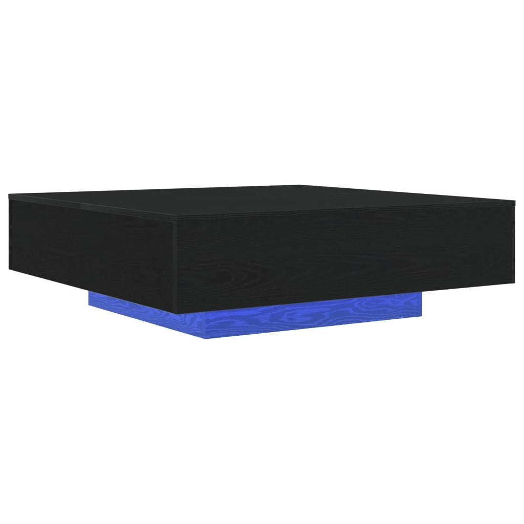 Tavolino da caffè con strisce LED Rovere Nero 100 x 100 x 31 cm 863008