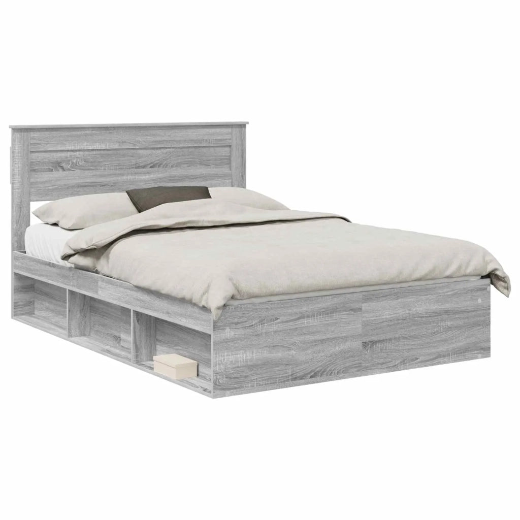 Letto matrimoniale | Letto per adulti | Struttura del letto Grigio Sonoma 140 x 200 cm Pino massello