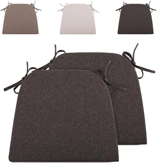 Cuscino per giardino 43x41 cm - 2 pezzi - Antislip con nastri - Grigio scuro