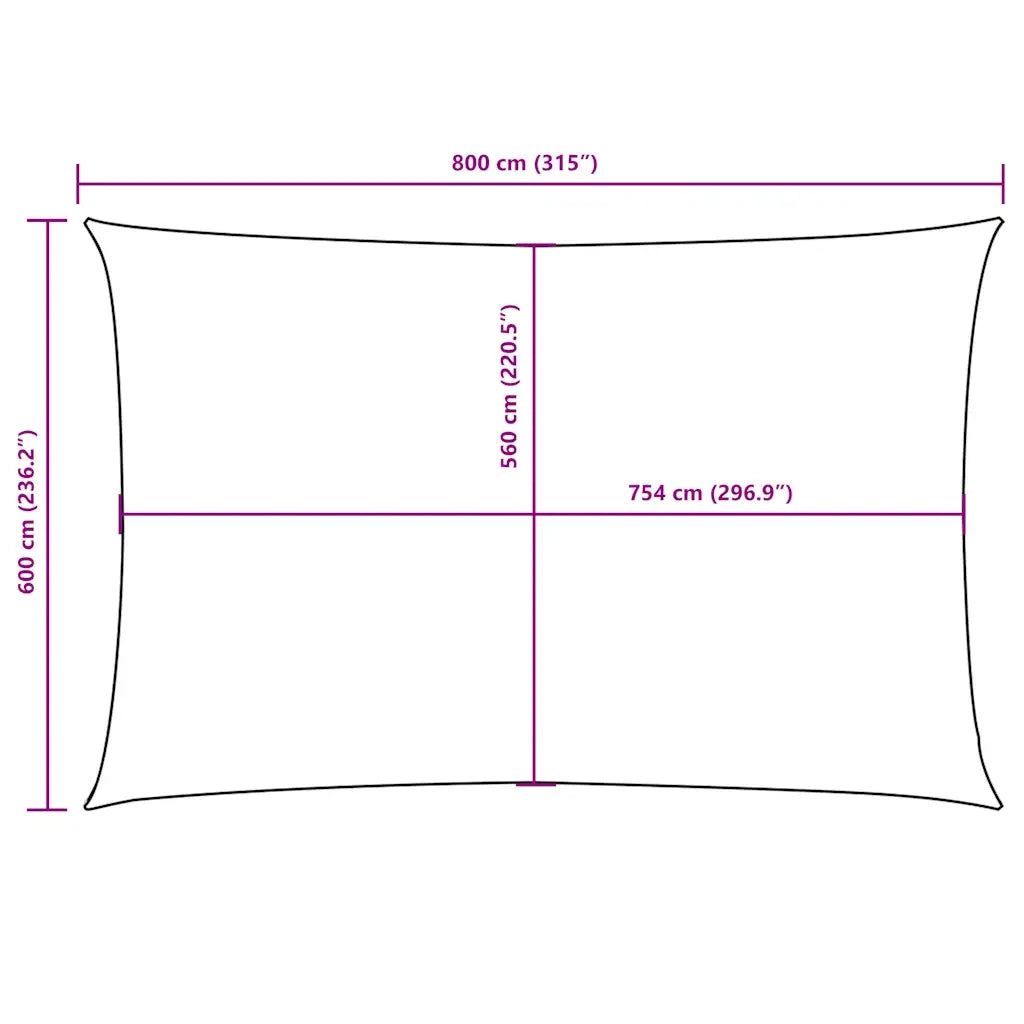 Parasole a Vela Oxford Rettangolare 6x8 m Rosso 135663