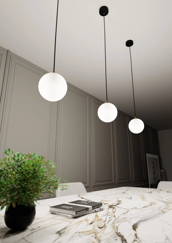 Lampada sospesa Emibig Royal vetro bianco oro E14 Ø14