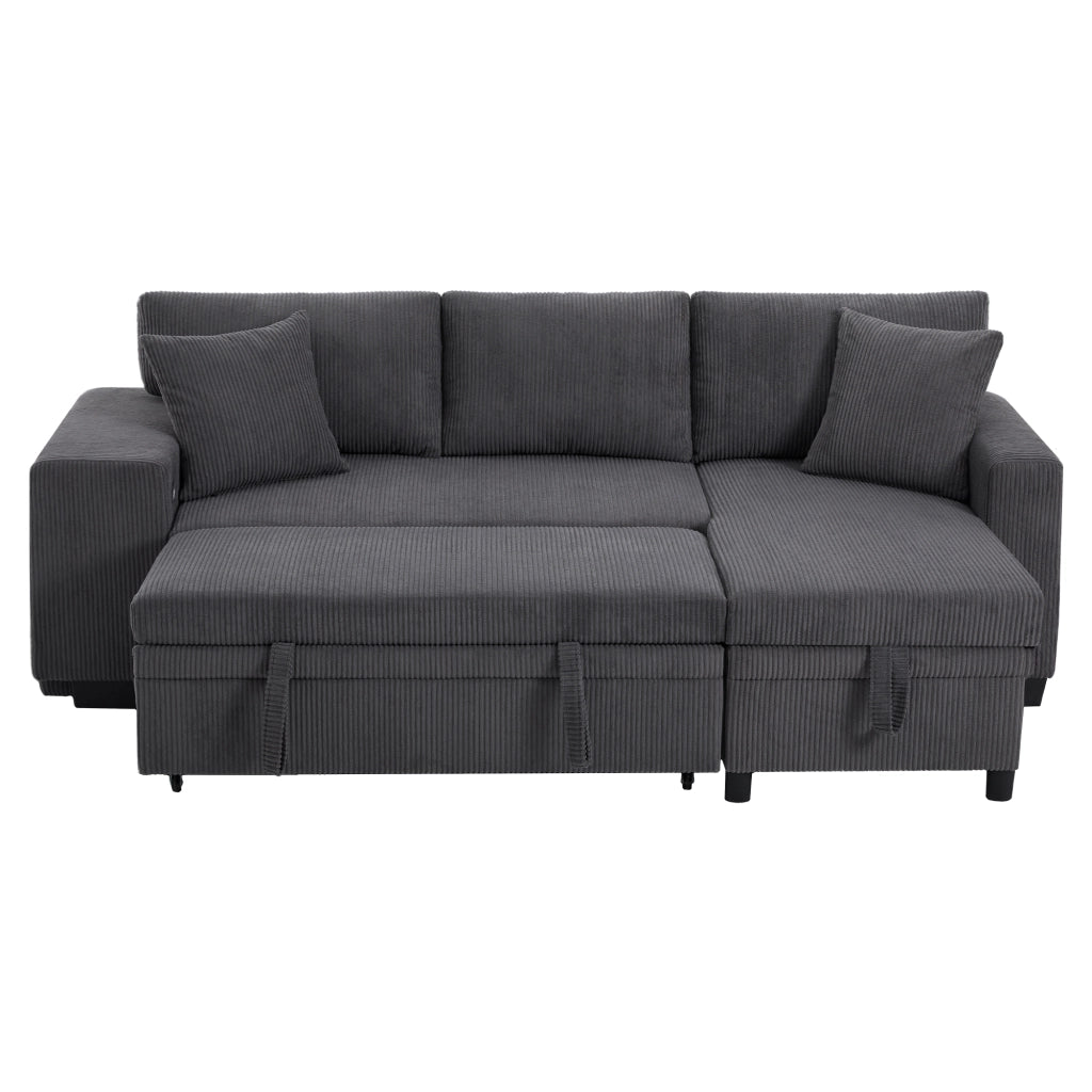 Sofa letto angolare - Zephmum - L, 3 posti - USB, braccioli, vano