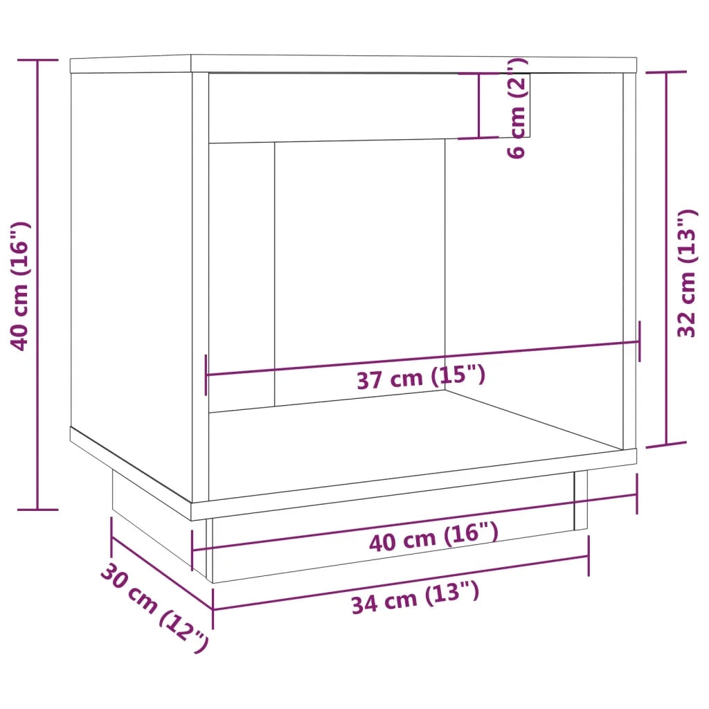 Comodini 2 pz-Set di 2 Tavolino da notte Neri 40x30x40 cm in Legno Massello di Pino