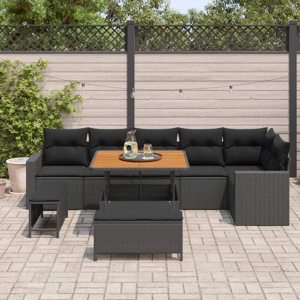 Set Divano da Giardino con cuscino 11 pcs Nero polyrattan 3363574