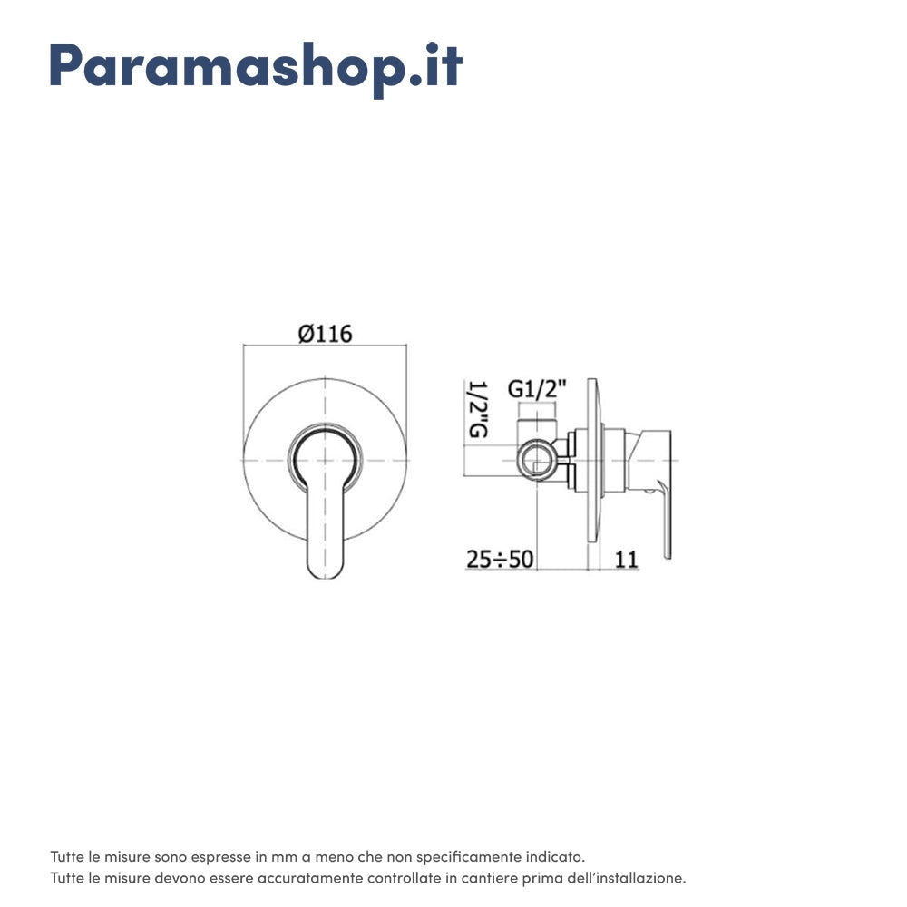 Paffoni miscelatore incasso doccia monocomando cromato mod. Blu