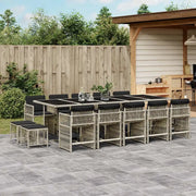 Set da Pranzo da Giardino 15 pz con Cuscini Grigio Polyrattan 3211715