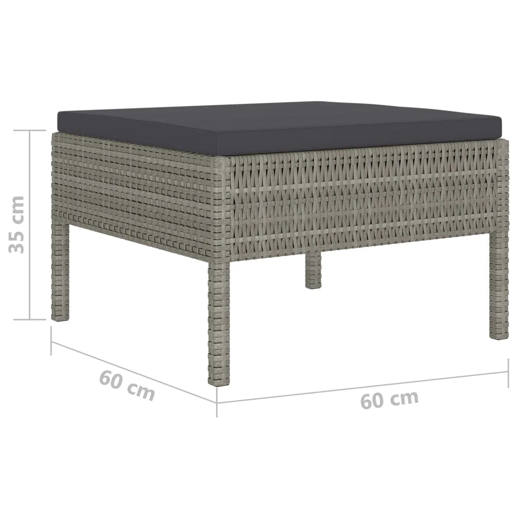 Set Divani da Giardino 10 pz con Cuscini in Polyrattan Grigio 3056976
