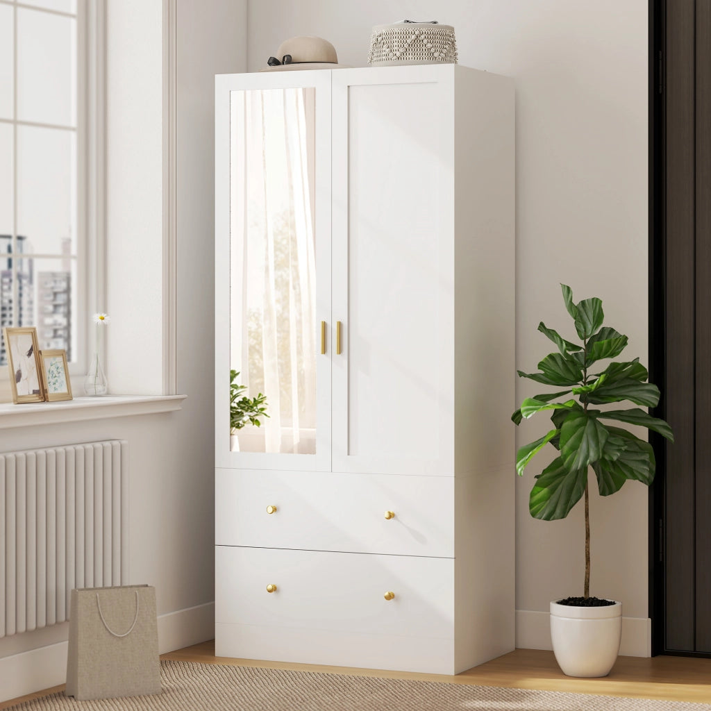 Armadio con specchio e cassetti ¨C Minimal ¨C Bianco 80x50x180 cm